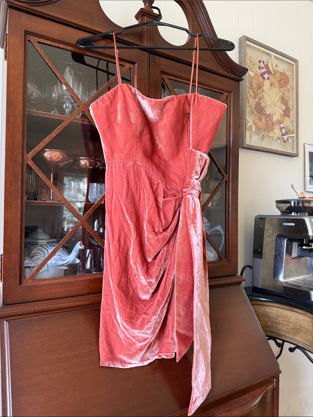 Cinq Sept Women’s Rose Pink Velvet Draped Slip Dress Size 2